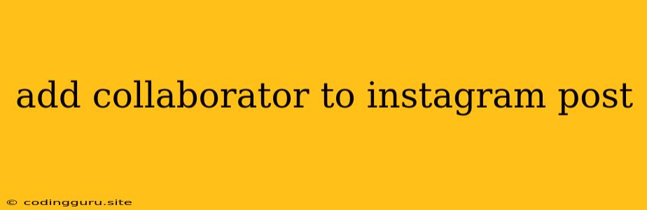 Add Collaborator To Instagram Post