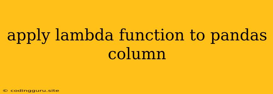 Apply Lambda Function To Pandas Column