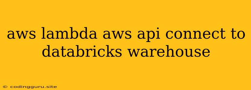 Aws Lambda Aws Api Connect To Databricks Warehouse