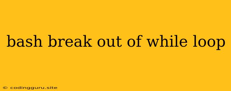 Bash Break Out Of While Loop