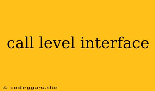 Call Level Interface