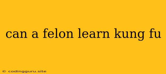 Can A Felon Learn Kung Fu