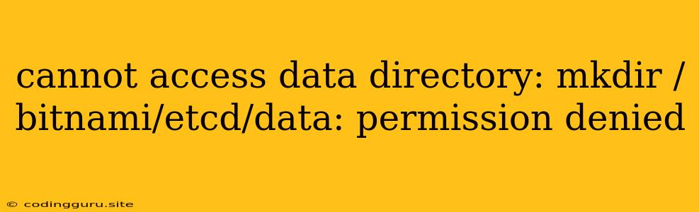 Cannot Access Data Directory: Mkdir /bitnami/etcd/data: Permission Denied