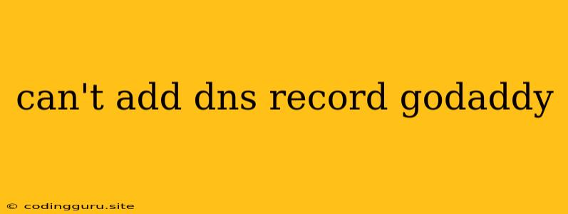 Can't Add Dns Record Godaddy