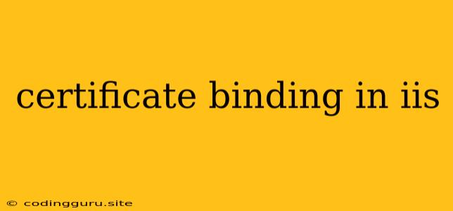 Certificate Binding In Iis