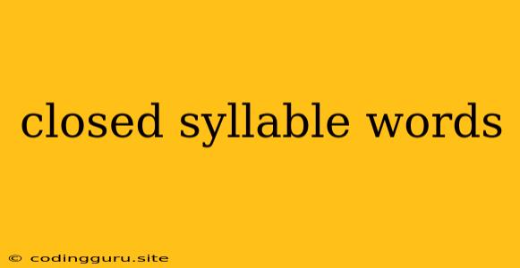 Closed Syllable Words