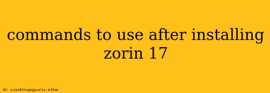 Commands To Use After Installing Zorin 17