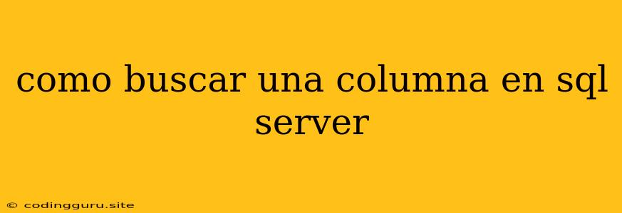 Como Buscar Una Columna En Sql Server