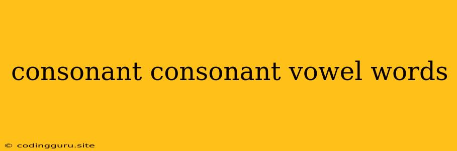 Consonant Consonant Vowel Words