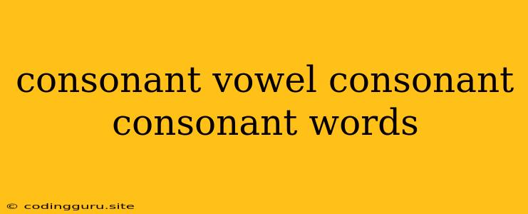 Consonant Vowel Consonant Consonant Words