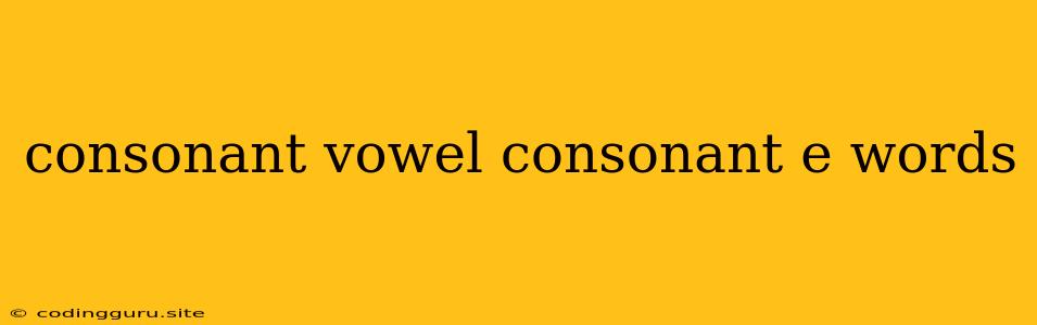 Consonant Vowel Consonant E Words