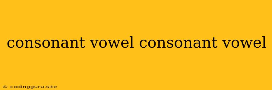 Consonant Vowel Consonant Vowel