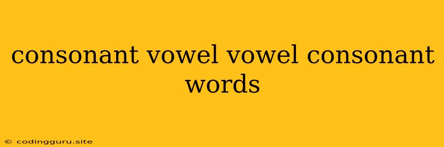 Consonant Vowel Vowel Consonant Words