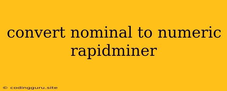 Convert Nominal To Numeric Rapidminer