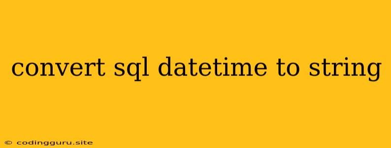 Convert Sql Datetime To String