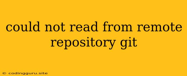 Could Not Read From Remote Repository Git