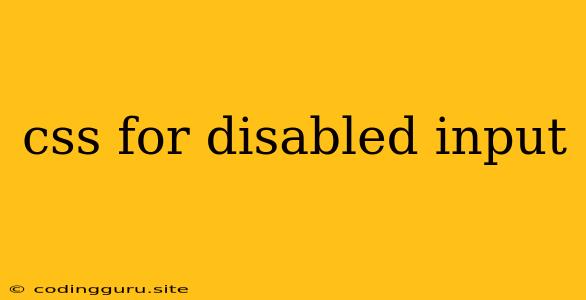 Css For Disabled Input