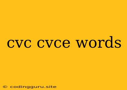 Cvc Cvce Words