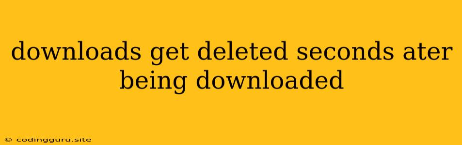 Downloads Get Deleted Seconds Ater Being Downloaded