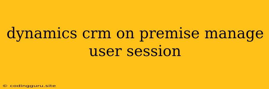 Dynamics Crm On Premise Manage User Session