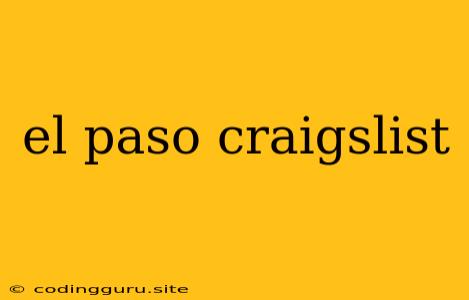 El Paso Craigslist