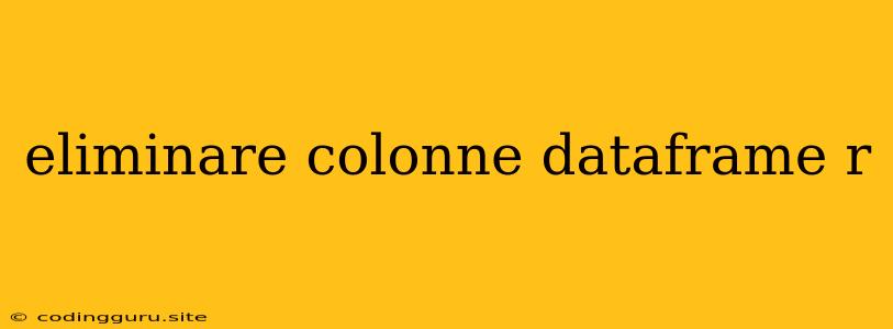 Eliminare Colonne Dataframe R