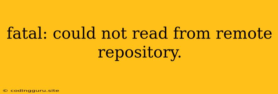 Fatal: Could Not Read From Remote Repository.