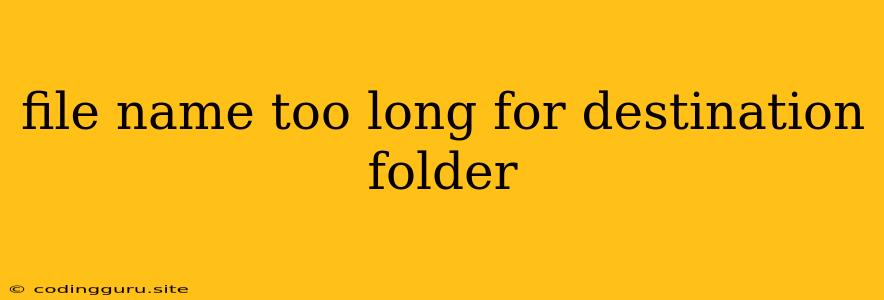 File Name Too Long For Destination Folder