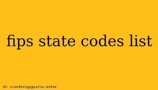 Fips State Codes List