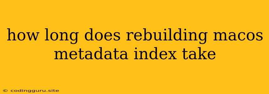 How Long Does Rebuilding Macos Metadata Index Take