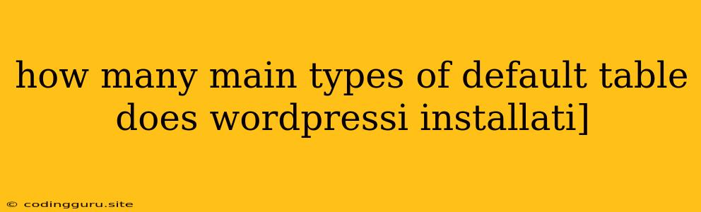 How Many Main Types Of Default Table Does Wordpressi Installati]