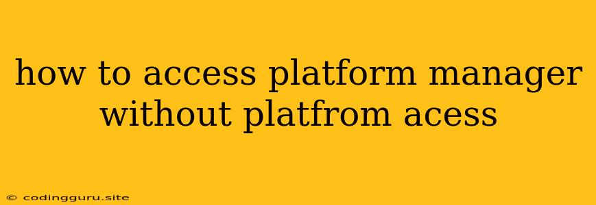 How To Access Platform Manager Without Platfrom Acess