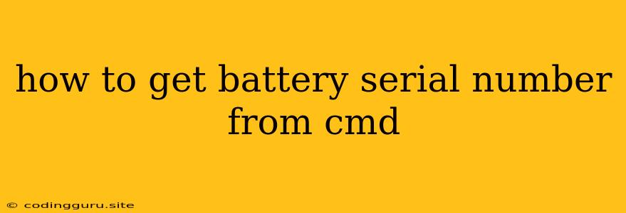 How To Get Battery Serial Number From Cmd