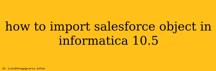 How To Import Salesforce Object In Informatica 10.5