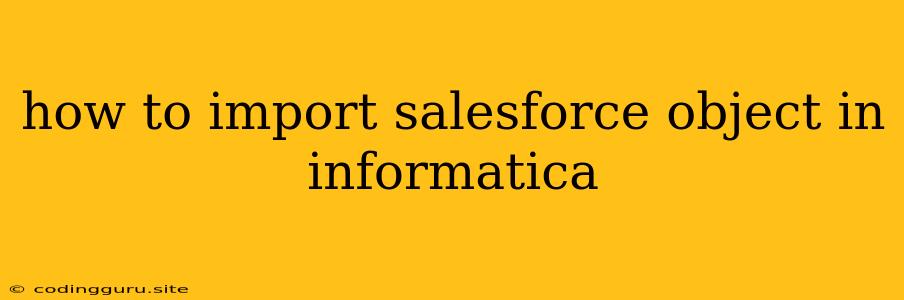 How To Import Salesforce Object In Informatica