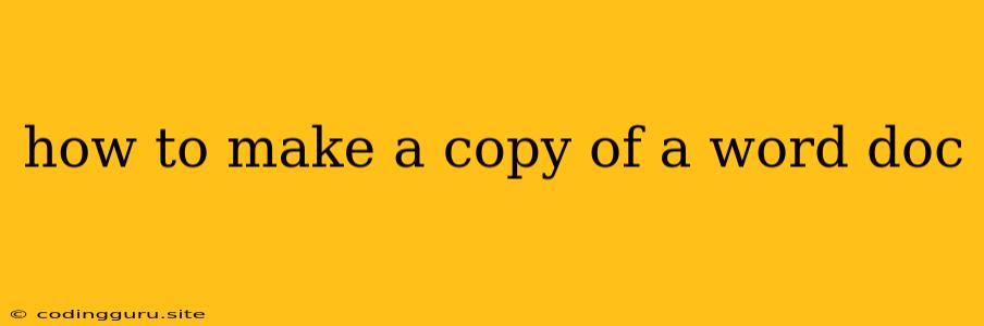 How To Make A Copy Of A Word Doc