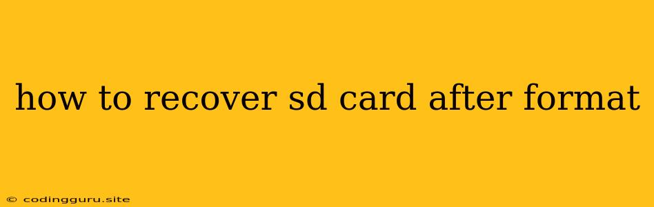 How To Recover Sd Card After Format