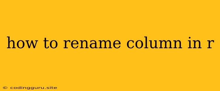 How To Rename Column In R