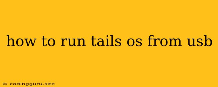 How To Run Tails Os From Usb