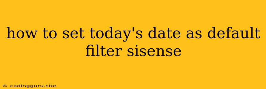 How To Set Today's Date As Default Filter Sisense