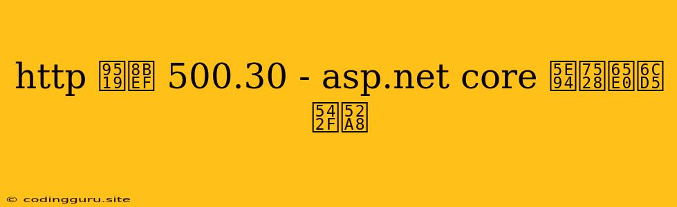 Http 错误 500.30 - Asp.net Core 应用无法启动