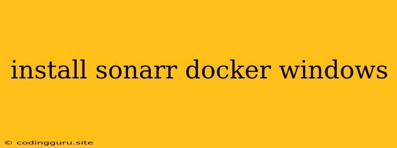 Install Sonarr Docker Windows