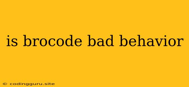 Is Brocode Bad Behavior