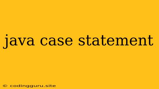 Java Case Statement