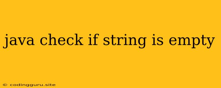 Java Check If String Is Empty