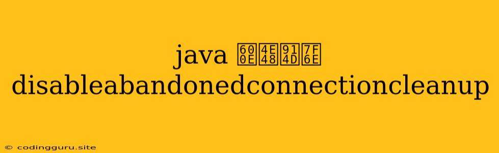 Java 怎么配置disableabandonedconnectioncleanup