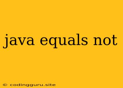 Java Equals Not