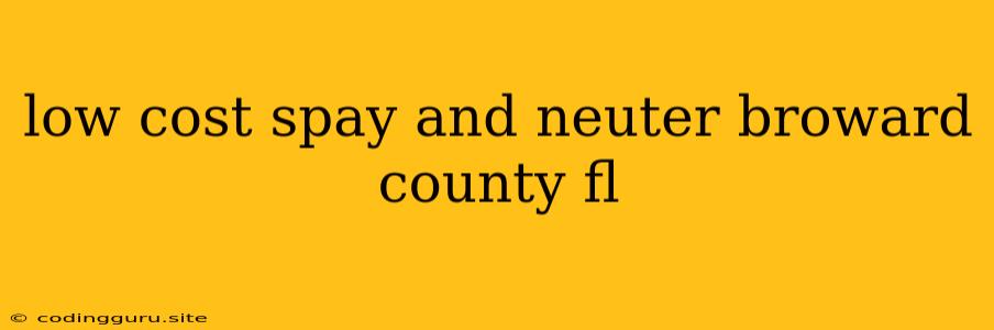 Low Cost Spay And Neuter Broward County Fl