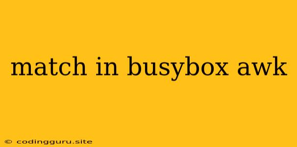 Match In Busybox Awk