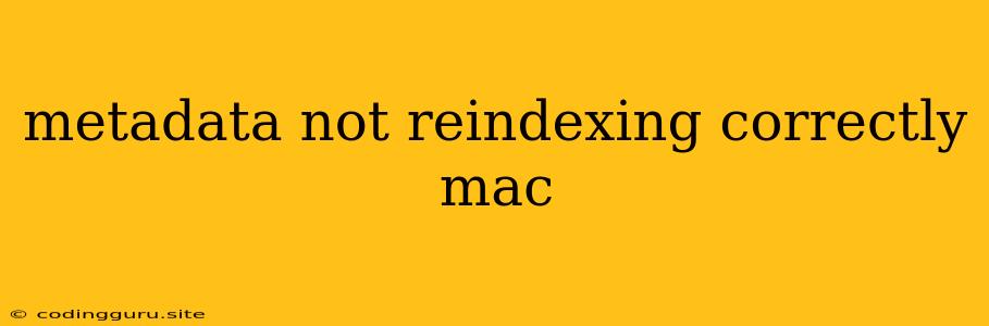 Metadata Not Reindexing Correctly Mac